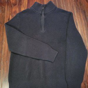 Men's Black Ribbed Calvin Klein Quarter Zip Pullover M/LG